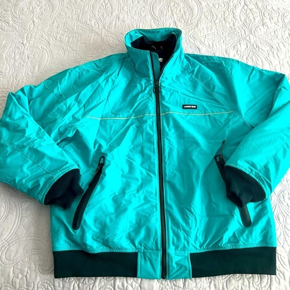 LANDS’ END Men’s Turquoise Bomber Jacket Size Large - Picture 1 of 5